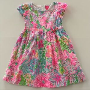 Lilly Pulitzer Girls 14 Pink Floral Dress Hibiscus Print Spring Summer